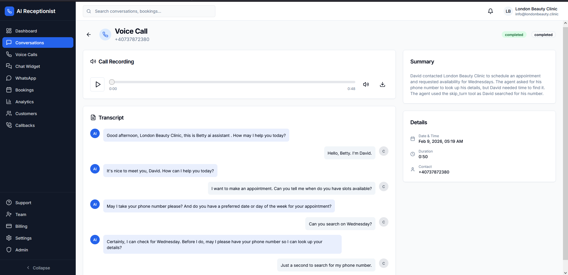 Transcripción de llamadas de voz